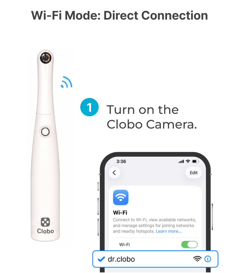 Wi-Fi Mode: Direct Connection — Step 1